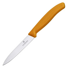 Нож кухонный Victorinox Swiss Classic, для чистки овощей и фруктов, 80мм, заточка прямая, стальной, оранжевый [6.7606.l119]