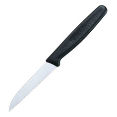 Нож кухонный Victorinox Standart, для чистки овощей и фруктов, 80мм, заточка серрейтор, стальной, черный [5.0433]