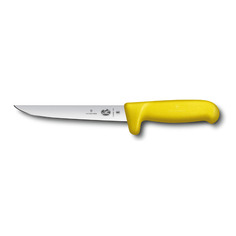 Нож кухонный Victorinox Fibrox, обвалочный, 150мм, заточка прямая, стальной, желтый [5.6008.15m]