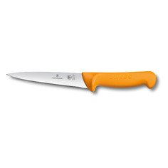 Нож кухонный Victorinox Swibo, обвалочный, для мяса, 180мм, заточка прямая, стальной, желтый [5.8412.18]