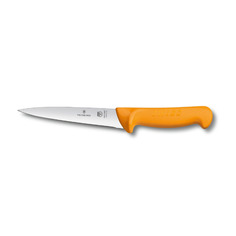 Нож кухонный Victorinox Swibo, обвалочный, для мяса, 150мм, заточка прямая, стальной, желтый [5.8412.15]