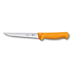 Нож кухонный Victorinox Swibo, обвалочный, для мяса, 180мм, заточка прямая, стальной, желтый [5.8401.18]