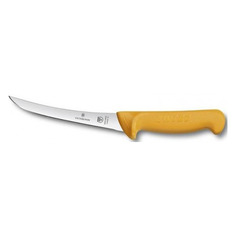 Нож кухонный Victorinox Swibo, обвалочный, для мяса, 130мм, заточка прямая, стальной, желтый [5.8406.13]