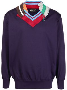 Kolor многослойный джемпер с V-образным вырезом