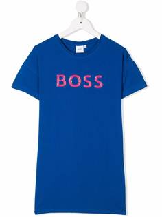 BOSS Kidswear платье-футболка с тисненым логотипом