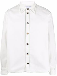 Bottega Veneta куртка-рубашка с контрастной строчкой