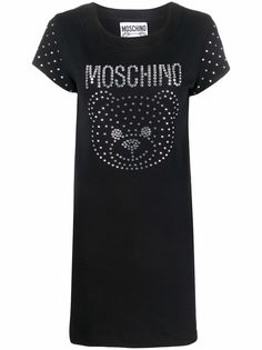 Moschino платье-футболка с кристаллами