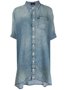 R13 джинсовое платье-рубашка с эффектом потертости