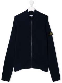 Stone Island Junior кардиган на молнии с нашивкой-логотипом