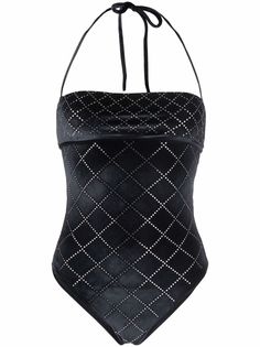 Balmain купальник с вырезом халтер и заклепками