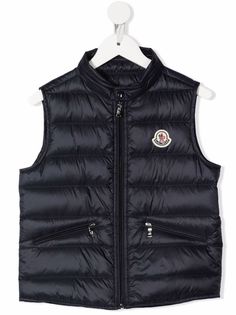 Moncler Enfant дутый жилет с нашивкой-логотипом