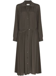 Lemaire длинное плиссированное платье-рубашка