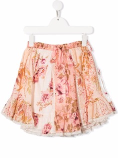 ZIMMERMANN Kids расклешенная юбка мини с цветочным принтом