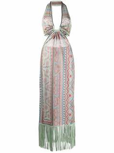 ETRO платье с вырезом халтер и бахромой