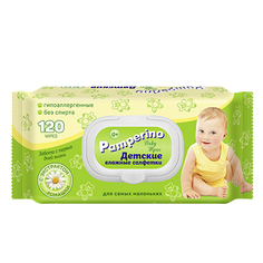 Pamperino, Детские влажные салфетки с экстрактом ромашки, 120 шт.
