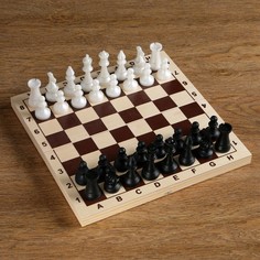 Шахматы, доска дерево 29х29 см, фигуры пластик Время игры