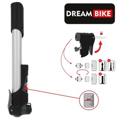 Насос ручной dream bike, с манометром, цвет серый