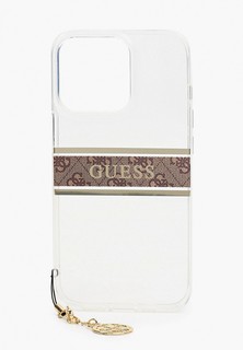 Чехол для iPhone Guess 13 Pro, PC/TPU 4G Stripe Hard Tranparent +Gold charm