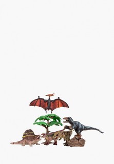 Набор игровой Masai Mara "Мир динозавров": птеродактиль, диметродон, тираннозавр, троодон, велоцираптор (набор фигурок из 7 предметов)