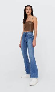 Stradivarius Расклешенные Джинсы Светлый Деним 44