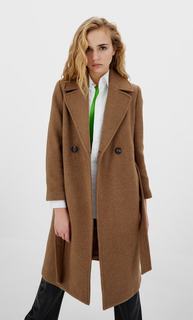 Stradivarius Пальто С Поясом Бежевый S