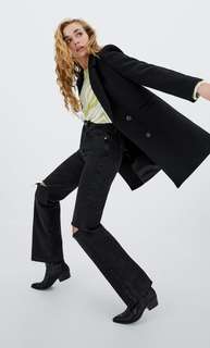 Stradivarius Двубортное Пальто С Застежкой На Пуговицы Черный M