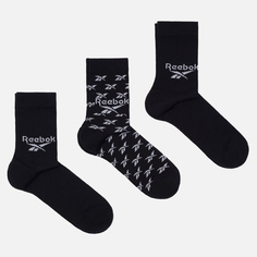 Комплект носков Reebok 3-Pack Classic Fold-Over Crew, цвет чёрный