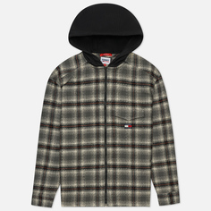 Мужская рубашка Tommy Jeans Hooded Check Overshirt, цвет чёрный