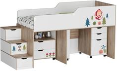Кровать-чердак Маша и медведь Folk Smart