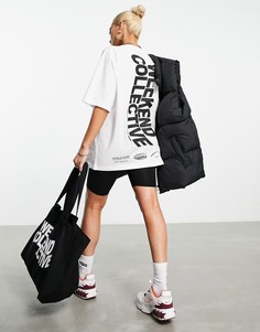 Белая oversized-футболка с волнистым логотипом на спине ASOS Weekend Collective-Белый