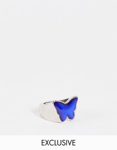Серебристое кольцо унисекс с бабочкой Reclaimed Vintage Inspired-Серебристый