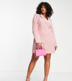 Розовое двубортное платье-блейзер In The Style Plus x Liberty-Розовый цвет