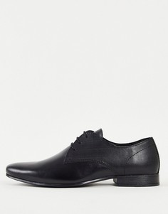 Черные кожаные туфли на шнуровке с тиснением Topman-Черный