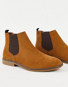 Светло-коричневые ботинки челси из искусственной замши Topman-Коричневый цвет