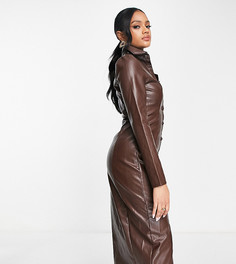 Платье миди из искусственной кожи коричневого цвета Missguided-Коричневый цвет