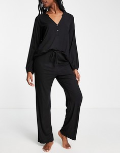 Черная мягкая пижама в рубчик из экологичного материала Lindex-Черный