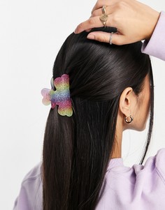 Заколка-краб для волос с радужным дизайном и блестками Pieces-Разноцветный