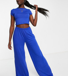 Кобальтово-синий пижамный комплект из кроп-топа и широких штанов Missguided-Голубой