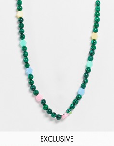 Зеленое ожерелье в стиле унисекс с бусинами в форме цветов Reclaimed Vintage Inspired-Зеленый цвет