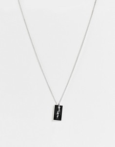 Серебристое ожерелье с прямоугольной подвеской с молнией и Т-образной деталью с винтажным эффектом Status Syndicate-Серебристый