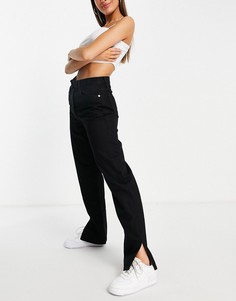 Черные джинсы с прямыми штанинами и разрезами по бокам Rebellious Fashion-Черный