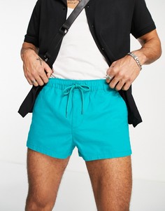 Зеленые зауженные шорты чиносы с эластичным поясом ASOS DESIGN-Голубой