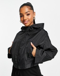 Черная укороченная куртка-дождевик из переработанных материалов с капюшоном ASOS DESIGN-Черный
