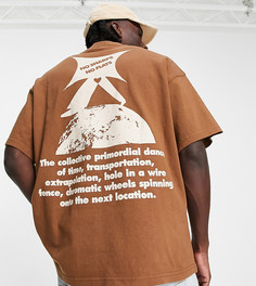 Плотная футболка коричневого цвета с принтом "Walk on" на спине Deus Ex Machina – эксклюзивно для ASOS-Коричневый цвет