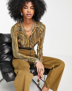 Плиссированная рубашка в разноцветную полоску (от комплекта) Topshop-Разноцветный