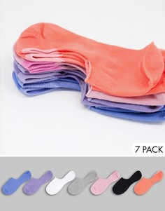 Набор из 7 пар спортивных невидимых носков в популярных оттенках ASOS DESIGN-Разноцветный