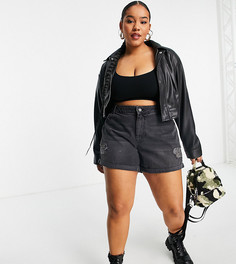 Черные джинсовые шорты в винтажном стиле Noisy May Curve-Черный цвет