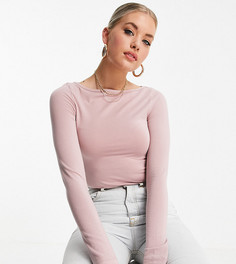 Розовый лонгслив с широким вырезом горловины ASOS DESIGN Tall-Розовый цвет