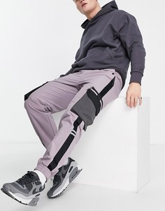 Прямые брюки в стиле карго сиреневого цвета со вставками по бокам Topman-Фиолетовый