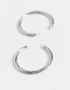 Серебристые витые серьги-кольца ALDO Gweasean-Серебристый